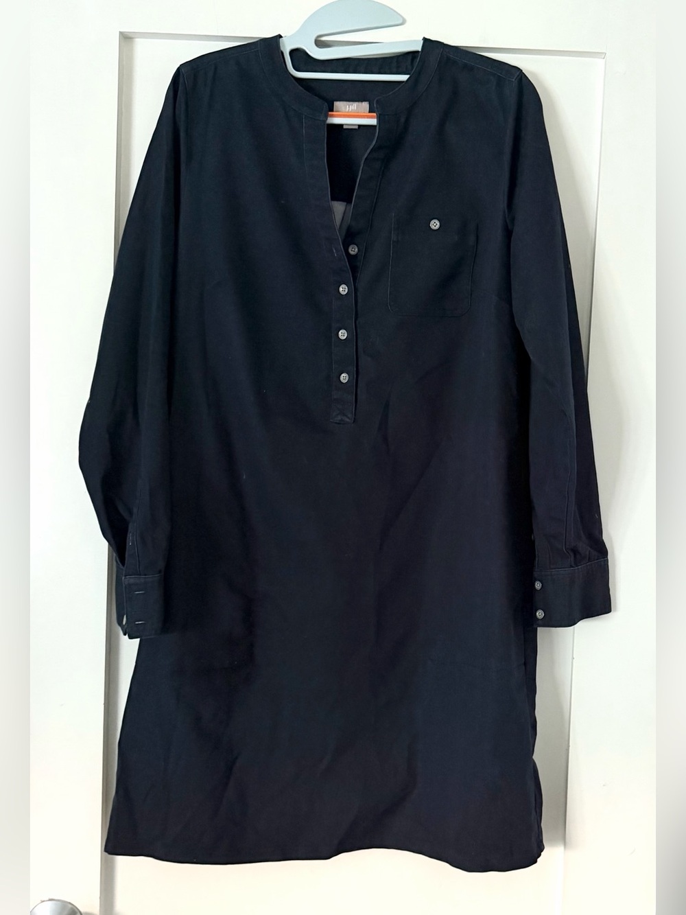 J.Jill Banded Collar Denim Shirtdress - Picture 2 of 5